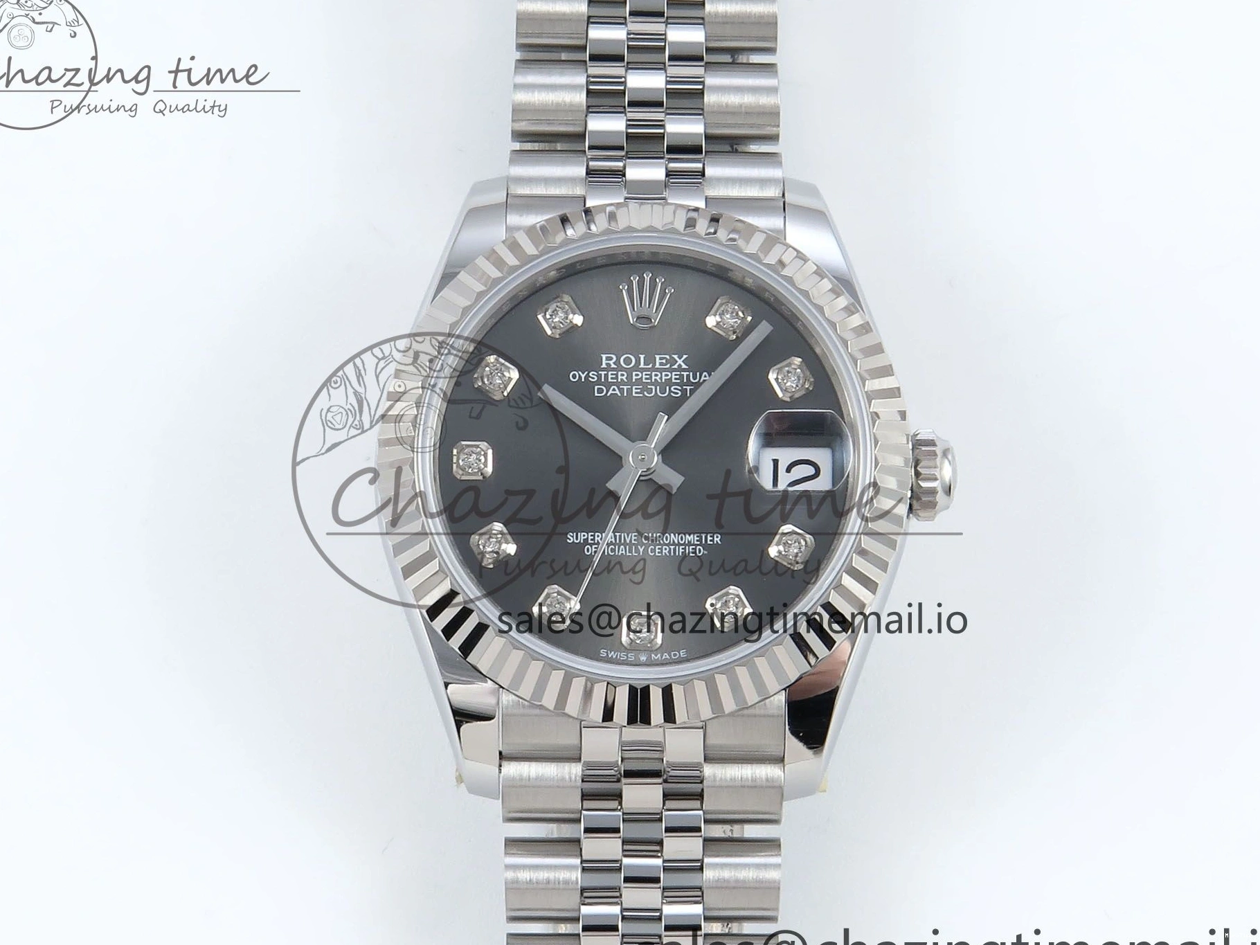 MiroTime 0304 DateJust 31 278274 ARF 1:1 Best Edition 904L Steel Gray Diamonds Dial on SS Jubilee Bracelet ETA OnTrend 541